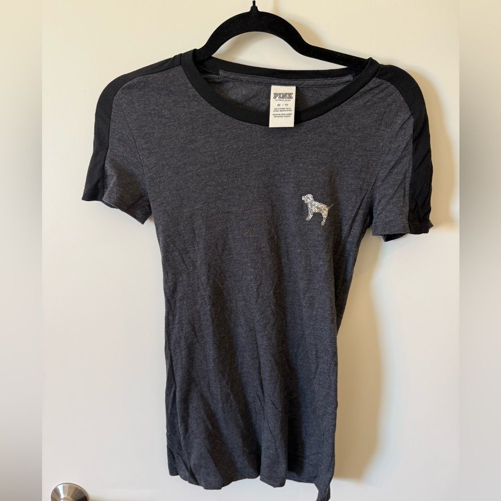 PINK by Victoria’s Secret Vintage Y2K Sequin T-Shirt with Dog Logo Detail